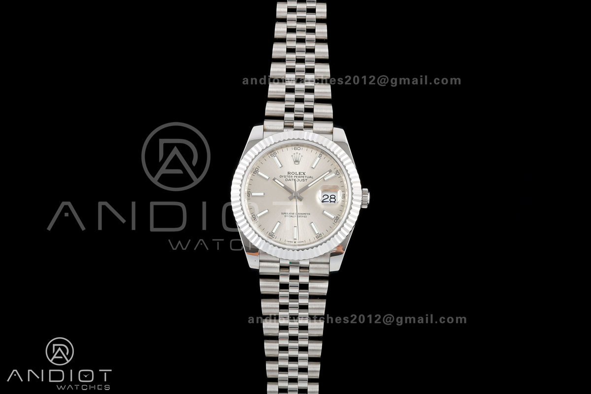 DateJust 41 126334 QF 1:1 Best Edition Silver Stick Dial on Jubilee Bracelet JH3235 (Free Sprung)